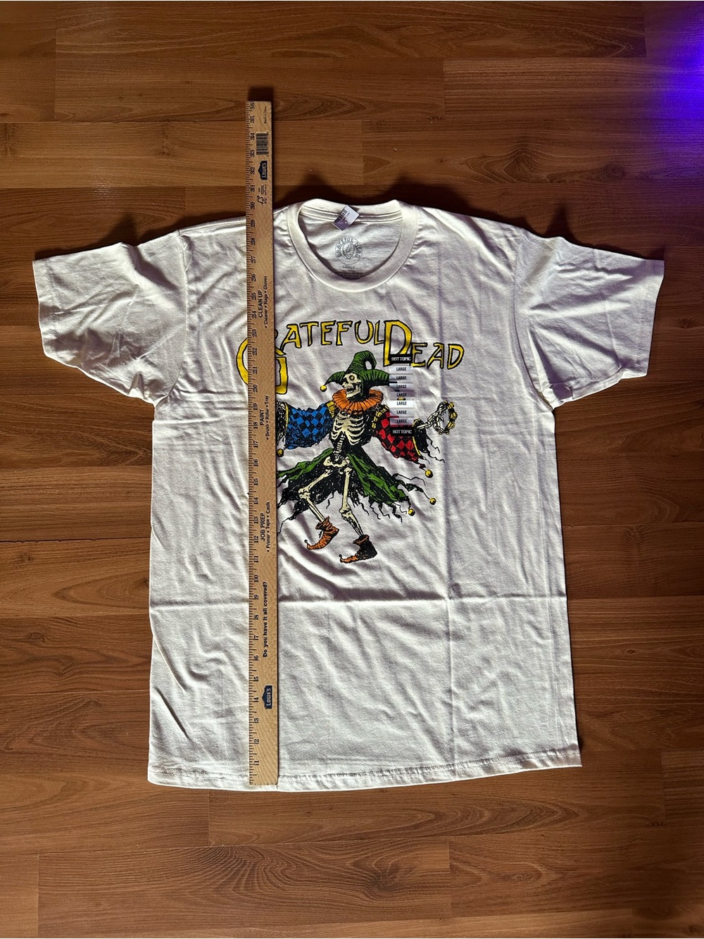 Hot Topic Cream Grateful Dead Jester Skeleton Graphic Tee - Picture 5 of 7